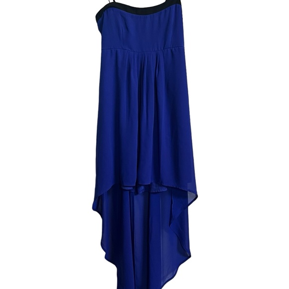Royal Blue handkerchief Dress with black accents - Picture 4 of 5